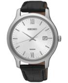 Seiko Men's Special Value Quartz Black Leather Strap Watch 41mm Sur225