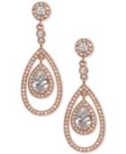 Anne Klein Rose Gold-tone Crystal And Pave Orbital Drop Earrings