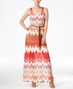 Sanctuary Chevron-print Belted Maxi Dress