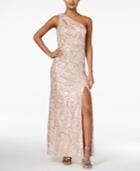 As U Wish Juniors' One-shoulder Sequined Gown