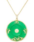 Dyed Jade (36mm) Symbolic Disc Pendant Necklace In 14k Gold Plating Over Sterling Silver