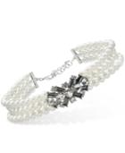 Charter Club Silver-tone Imitation Pearl & Crystal Cluster Choker Necklace, Created For Macy's