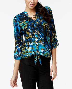 Thalia Sodi Multicolor Tie-front Blouse, Only At Macy's