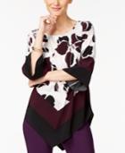 Alfani Floral-print Colorblocked Top, Created For Macy's