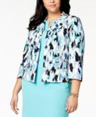 Kasper Plus Size Printed 3/4-sleeve Blazer