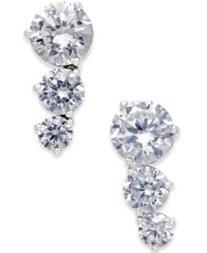 Danori Silver-tone Three Crystal Earrings