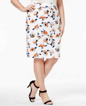 Nine West Plus Size Floral-print Pencil Skirt