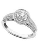 Engagement Ring, Diamond (1 Ct. T.w.) And 14k White Gold