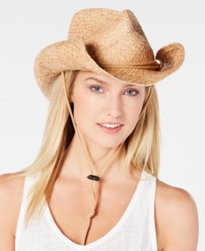 Scala Dyed Raffia Outback Hat With Chin Cord