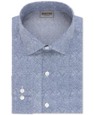 Kenneth Cole Reaction Men's Slim-fit Techni-cole Performance Steel Blue Dress Shirt