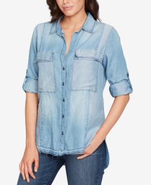 William Rast Dalila Frayed Denim Shirt