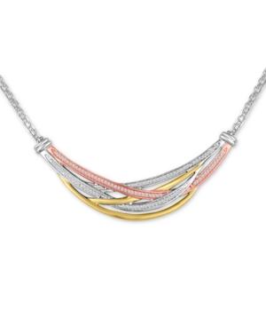 Diamond Tri-color Weave Collar Necklace (1/4 Ct. T.w.)