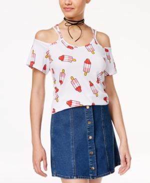 Hybrid Juniors' Cold-shoulder Popsicle T-shirt