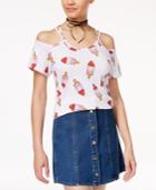 Hybrid Juniors' Cold-shoulder Popsicle T-shirt