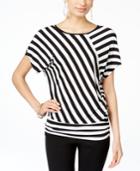 Thalia Sodi Striped Banded-hem Top, Only At Macy's