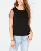 Crave Fame Juniors' Sheer-sleeve Embellished Top