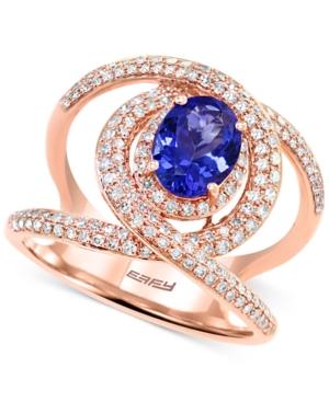 Effy Tanzanite (1-1/6 Ct. T.w.) And Diamond (3/5 Ct. T.w.) Swirl Ring In 14k Rose Gold