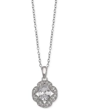 Giani Bernini Cubic Zirconia Flower Oval Pendant In Sterling Silver, Only At Macy's