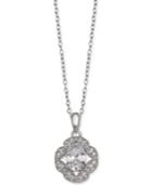 Giani Bernini Cubic Zirconia Flower Oval Pendant In Sterling Silver, Only At Macy's