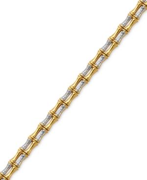 Diamond Accent Bamboo-look Bracelet In 18k Gold Over Silver-plate