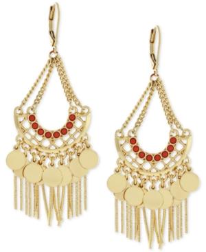 Bcbgeneration Gold-tone Bead And Fringe Chandelier Earrings