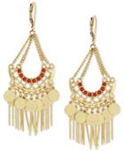 Bcbgeneration Gold-tone Bead And Fringe Chandelier Earrings