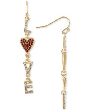 Rachel Rachel Roy Gold-tone Pave Love Linear Drop Earrings