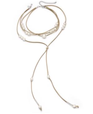 Catherine Stein For Inc International Concepts Imitation Pearl Faux Suede Choker Necklace, Only At Macy's