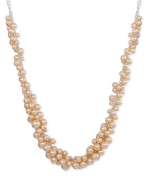 Charter Club Silver-tone Pink Imitation Pearl Cluster Collar Necklace, Created For Macy's