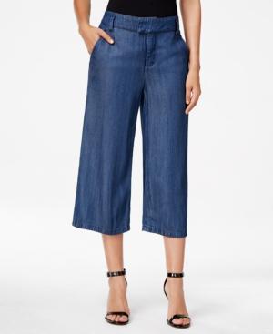 Nydj Petite Dark Blue Wash Denim Culottes
