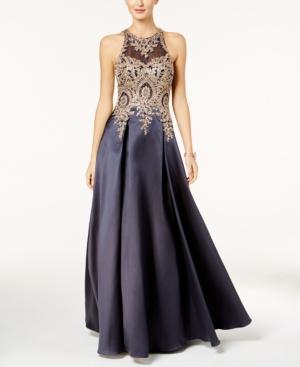 Xscape Embroidered Illusion Ballgown