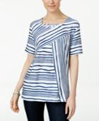 Alfred Dunner Petite Embellished Striped Top