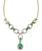 14k Gold Necklace, Emerald (1-1/2 Ct. T.w.) And Diamond (1/5 Ct. T.w.) Toggle