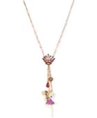 Betsey Johnson Gold-tone Pave Crown And Shaky Fairy Pendant Necklace