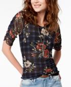 American Rag Juniors' Ruched Mixed-print Top, Created For Macy's