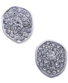 Inc International Concepts Silver-tone Pave Irregular Disc Button Stud Earrings, Only At Macy's
