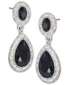 Carolee Earrings, Silver-tone Pave Glass Stone Double-drop Earrings
