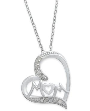 Diamond Mother-themed Heart Pendant Necklace (1/10 Ct. T.w.) In Sterling Silver