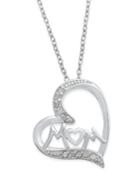 Diamond Mother-themed Heart Pendant Necklace (1/10 Ct. T.w.) In Sterling Silver