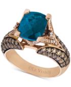 Le Vian Chocolatier Deep Sea Blue Topaz (3-3/8 Ct. T.w.) & Diamond (1-1/5 Ct. T.w.) Ring In 14k Rose Gold