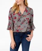 Bcx Juniors' Mixed-print Bell-sleeve Top