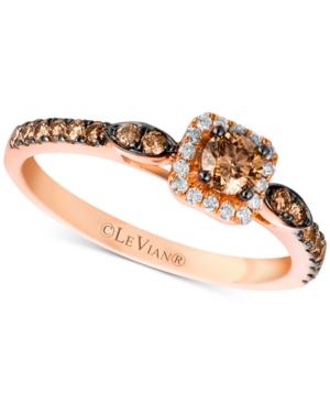 Le Vian Chocolatier Diamond Square Halo Ring (1/2 Ct. T.w.) In 14k Rose Gold