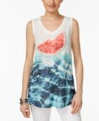 Style & Co Watermelon Mixed-print Tank Top, Only At Macy's