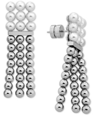 Majorica Gold-tone Bead & Imitation Pearl Chandelier Earrings