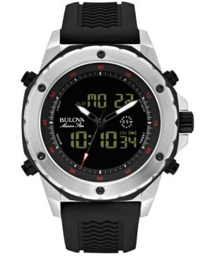 Bulova Men's Analog-digital Chronograph Marine Star Black Silicone Strap Watch 50mm 98c119 Women's Shoes