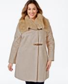 Calvin Klein Plus Size Faux-shearling Buckled Wrap Coat