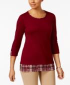 Karen Scott Printed-trim Top, Created For Macy's