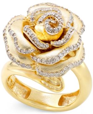 Diamond Satin Rose Ring (3/4 Ct. T.w.) In 14k Gold Over Sterling Silver
