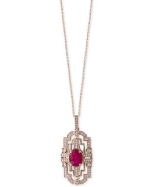 Effy Amore Ruby (1-3/8 Ct. T.w.) And Diamond (3/8 Ct. T.w.) Pendant Necklace In 14k Rose Gold