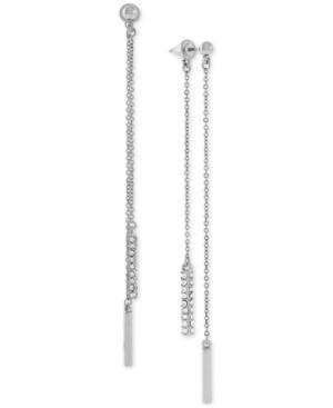Vince Camuto Silver-tone Pave Dangle Front And Back Earrings